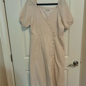 Madewell striped button down dress with puffed sleeves